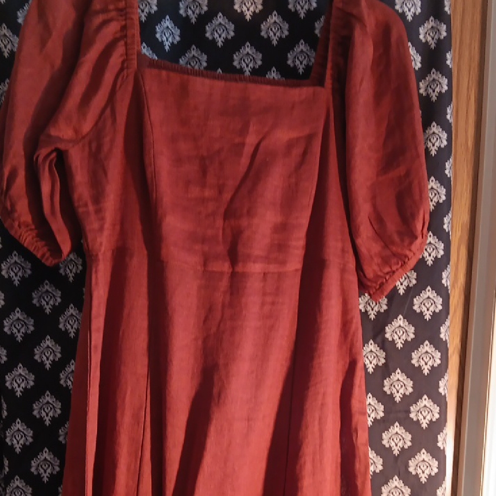 Garnet Hill Rust Long Sleeve Dress